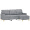 vidaXL Sofa 3 Sitzer, Couch mit Fußhocker, Liegesofa für Wohnzimmer, Polstersofa Sessel Relaxsofa Loungesofa Relaxcouch TV Sofa, Hellgrau Stoff