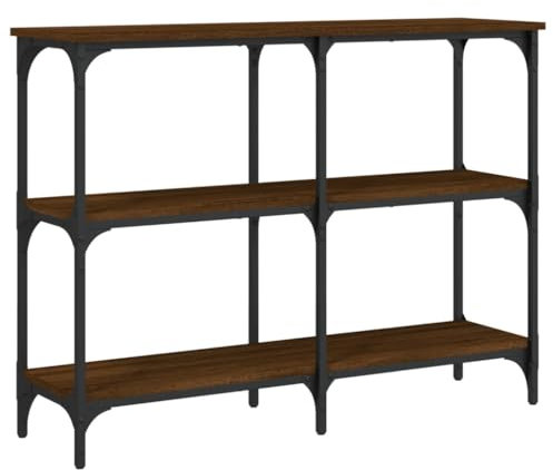 vidaXL Table Console, Table d'Appoint avec Pieds, Bout de Canapé avec Rangement, Meuble d'Entrée Salon, Industriel, Chêne Marron Bois d'Ingénierie