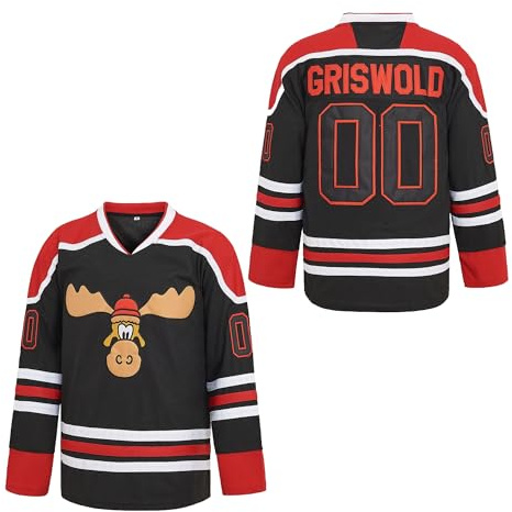 PERC30 Maillots de hockey #00 Movie pour homme Lettres et chiffres cousus S-4XL, noir, Taille XL