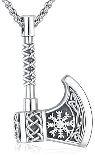 Wikinger Halskette 925 Sterling Silber Wikinger Axt Anhänger Keltischer Knoten Axt Halskette Amulett Schmuck Geschenke für Damen und Herren