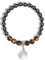 Ouubuuy 8mm perles de guérison pierre rose quartz poudre Zebra jade femmes bracelet, bracelet pendentif pierre gemme, Chakra Yoga Pierre cristal bracelet, bracelet couple/amitié/partenaire (Type-J)