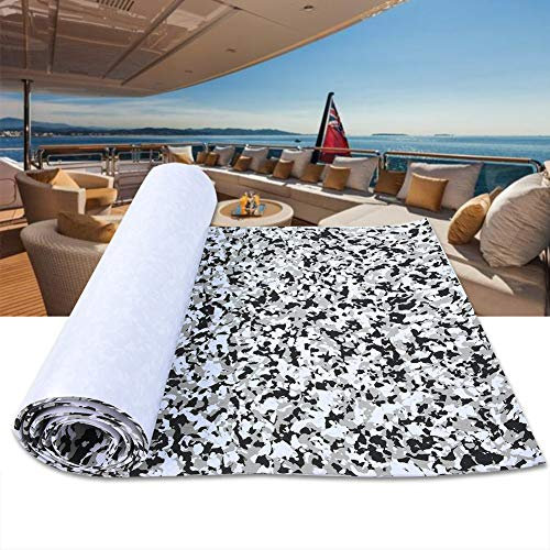 HEEPDD EVA Boat Decking Sheet Durable Camouflage Anti-skid Flooring Mat for Surfboard Yacht Marine, Black White (Black White Camouflage)