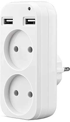 Sujurio Prise Murale USB Double Port USB 5V 2A Adaptateur de Prise EU Blanc