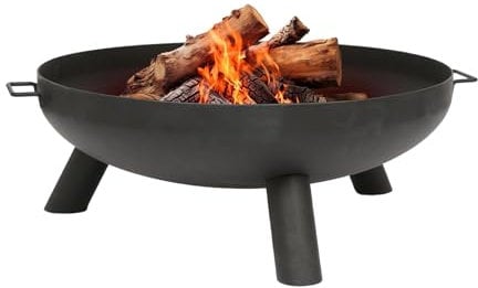 1x Foyer Rond en Fer - 99cm - Noir - Grand Extérieur Jardin Patio Camping Bois Brûleur à Bûches Feu Chauffage Bol - par Hammer & Tongs