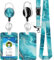 bolimoss Cordon en marbre avec porte-carte, porte-badge en plastique avec cordon tour de cou, bobine rétractable et mousqueton pour protection de carte rigide (bleu océan)