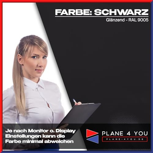 Lona impermeable 2 x 2,5 m con ojales ovalados, distancia entre ojales cada 50 cm, color negro brillante, funda para muebles de jardín, arenero, piscina y barco, lona de PVC para camiones por metros,