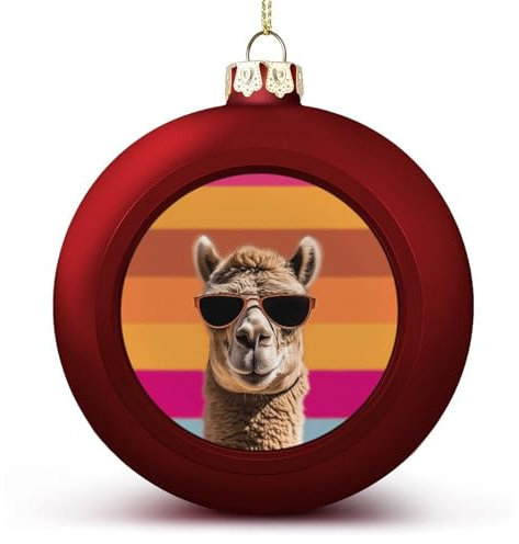 Große Weihnachtskugel, Kamel mit Sonnenbrille, bedruckte Weihnachtskugeln, Weihnachtsbaumschmuck, Halloween-Kugel-Ornamente