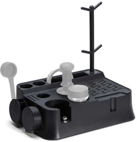 Pevfeciy Tamper Station mit Klopfbox, Tamperstation aus ABS, Tamping Station mit Tassenhalter(51-58mm),Schwarz