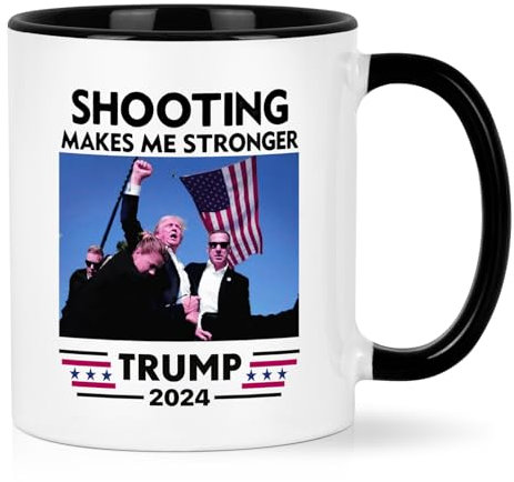 DPgUfPV Trump Mug, Trump Shot, Bloody Ear Donald Trump Faust Pump, Trump Fight Kaffeetasse, Pennsylvania Rally Shooting, Trump Merchandise, Trump 2024, Shooting Makes Me Stronger, 325 ml