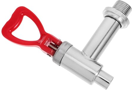 Edelstahl Wasserspenderhahn 1 2 Zoll mit Hebelgriff, Rot | Ersatzteil für Krankenhaus Wassereimer und Gewerbliche Boiler, Leicht Montierbar, Dicht und Robust