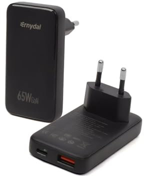 65W Flaches GaN USB C Ladegerät,Dual-Port Schnelles Wandladegerät mit PD 3.0 & QC 4.0,kompakter Stromadapter für MacBook Pro/Air,iPhone 16,iPad Pro,Samsung Galaxy S24 & mehr,Schwarz