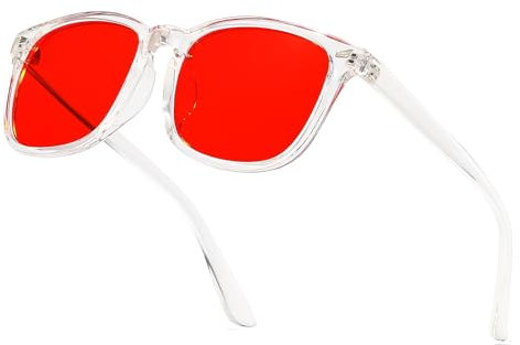 Suertree Blaulichtfilter Brille Rotlichtbrille TR90 Gaming Brille Brillengestell Damen Herren Rote Gläser Blaulicht-blockierende Schutz für Bildschirme, Fernseher, Clear