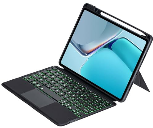 Custodia per tastiera per Huawei Matepad 11.5 S Keyboard Trackpad, retroilluminata, wireless, con custodia staccabile con supporto regolabile, portapenne per Matepad 11,5 S 2024 (nero)