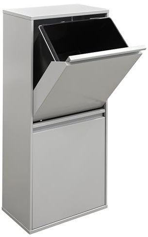 ARREGUI Basic CR402-B2 Steel Waste Separation System, 2 Compartments Waste Bin for the Kitchen, 2 Compartment Waste Bin, 2 x 23 L (46 L), Removable Extra Large Buckets, Recycling Cabinet for Waste