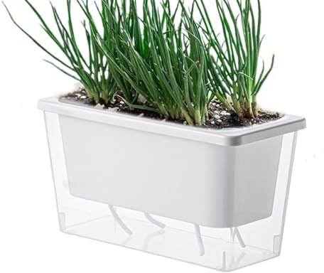 Selbstaufbauender Innentopf - rechteckiger Blumentopf mit Wassertank, moderner Balkonkasten | kleine Gartenbox für Wohnungen, elegante Pflanzentür für Kräuterpflanzen