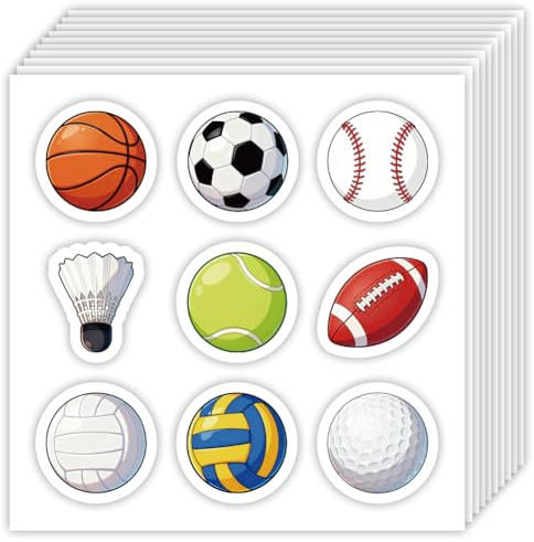 OLYCRAFT 180 Stück Selbstklebende Sport Aufkleber (20 Bögen) Mit Basketball Fußball Und Volleyballmotiven Ideal Für Scrapbooking Kalender Alben Und Bullet Journals.
