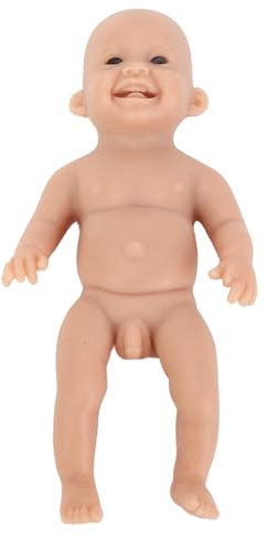 ZASCHMOY Miniatur-Silikon-Babypuppe, Realistisch, Neugeboren, Weich, Wiedergeboren, Niedlich, Lächelnd, Lebensecht, Bewegliches Spielzeug für, 15,2 cm, Material (Junge)