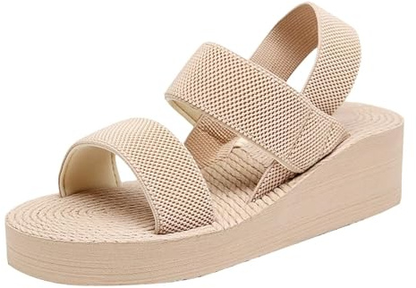 Sandale a Talon Femme Nu-Pied Confort Plateforme Chaussures De Vacances Anti-Dérapant Respirantes Chaussons Bout Ouvert Vintage Pantoufles Femmes Pas Cher Compensé Premium