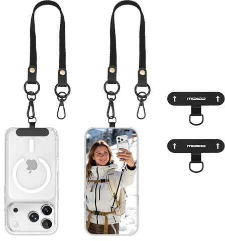 MoKo 2 Pack Elastisches Handy-Lanyard, Ausziehbare Handy-Schlaufe mit 360° drehbarem Metall-Tether-Tab