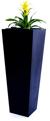 Pflanzkübel, Blumenkübel Fiberglas säule konisch 30x30x90cm elegant schwarz matt.