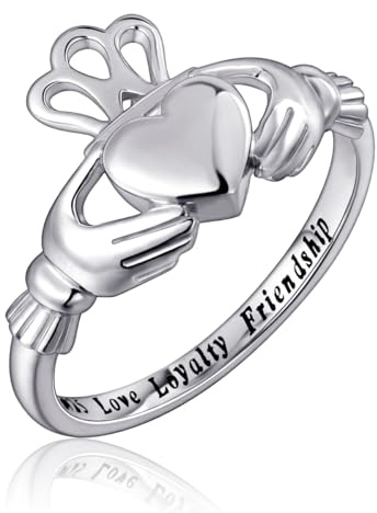S925 Sterling Silver Love Loyalty Friendship Irish Ladies' Claddagh Ring Size 7