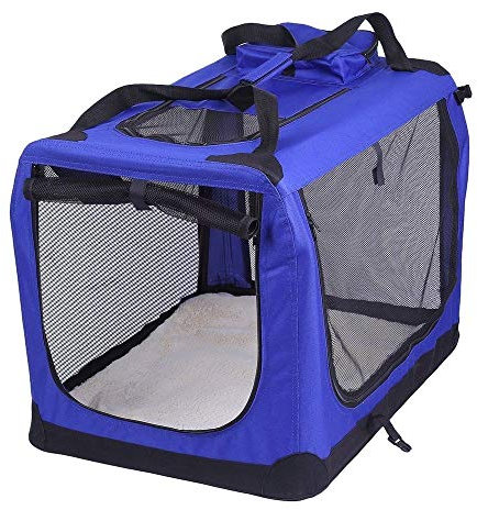 Petbarn Portable Soft Fabric Pet Carrier Folding Dog Cat Puppy Travel Transport Bag (Large, Blue)