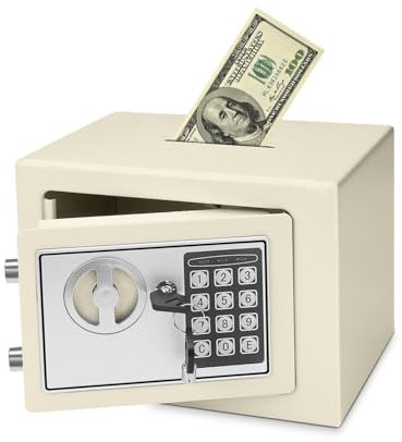 Flexzion Electronic Depository Safe Box with Drop Slot Posting Opening - Digital Keypad Combination Lock Security Cabinet for Home Office Money Documents Gun Cash Deposit Hotel (12x8x8) White