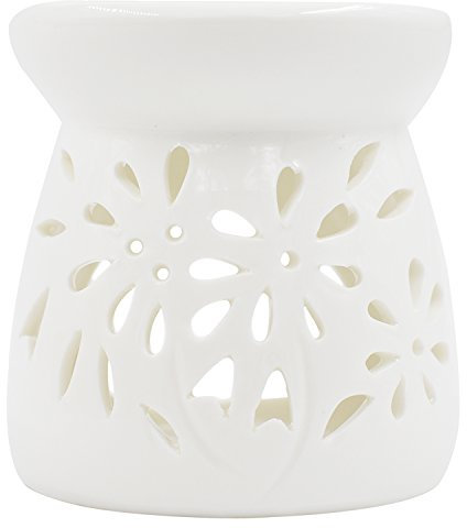 Rnow - Brûle-parfum/photophore en porcelaine pour huiles essentielles , Porcelaine, Fleur de galsang., Taille L