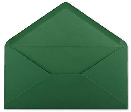 Glüxx-Agent 50 DIN Lang Briefumschläge Dunkelgrün 22 x 11 cm -120 g/m² Nassklebung Post-Umschläge ohne Fenster ideal für Weihnachten Grußkarten Einladungen