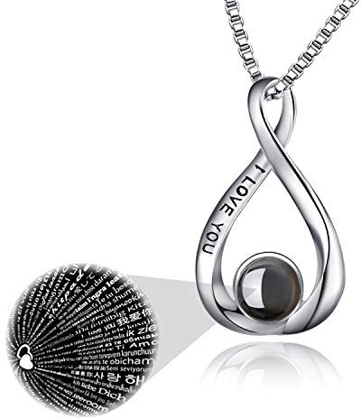 VONALA Ich liebe dich 100 Sprachen Halskette Sterling Silber Infinity Love Anhänger für Frauen Mädchen (100 Sprachen) (Ich liebe dich Halskette)