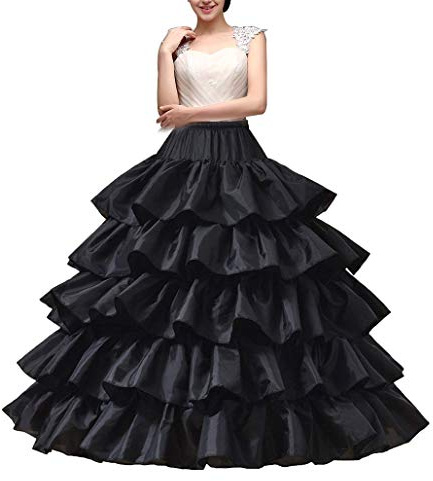 YULUOSHA Women's Crinoline Petticoat 4 Hoop Skirt 5 Ruffles Layers Ball Gown Half Slips Underskirt for Wedding Bridal Dress