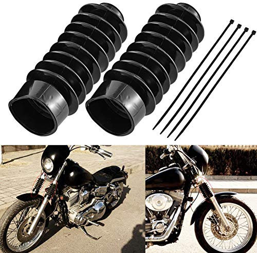 KATUR 220 MM Motorrad Schwarz gabelstiefel Schutz Staubschutz Motorrad Universal Gummi Vordergabel Schmutzabdeckung Fahrer Vordergabel Stoßdämpfer Set (2er Pack)