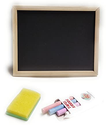 Kreidetafel Kinder Schreibtafel Maltafel Holzrahmen Schwamm Kreide Bunt 6tlg.