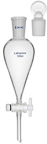 Labasics 125ml Embudo Separador Cónico de Vidrio de Borosilicato con Tapón de PTFE, Separatory Funnel Embudo de Laboratorio - 125ml