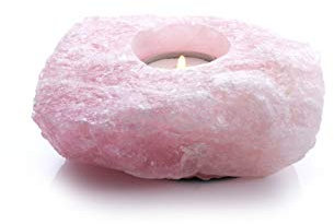 mysale24 Rose Quartz Tea Light Holder - Natural Stone Gemstone Candle Holder - Approx. 800 g