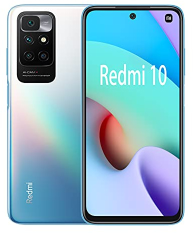 XIAOMI Redmi 10 - Smartphone 4+64GB, 6.5 FHD+ DotDisplay, MediaTek Helio G88, 50MP AI Quad Caméra, Dual SIM, Bleu