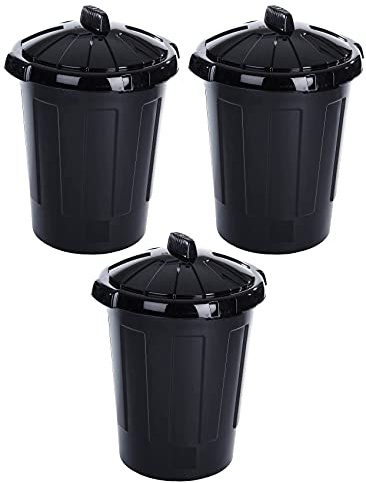 Easy Shopping® 80 Litre 80L Extra Large Black Plastic Dustbin Kitchen House Garden Storage Animal Feed Unit Bin with Clip Locking Lid (3)
