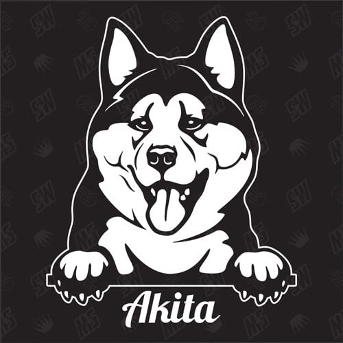 speedwerk-motorwear Akita Version 1 - Sticker, Aufkleber, Hundeaufkleber, Autoaufkleber, Hund, Auto, Hunderassen, Mischling, Mix, Tiere, Haustier (AUCH MIT Wunschname MÖGLICH)