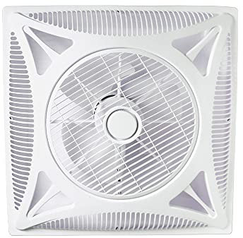 Ventilador de techo cuadrado, especial techo panel desmontable, empotrable panel 60x60, blanco, mando y rejilla giratoria.