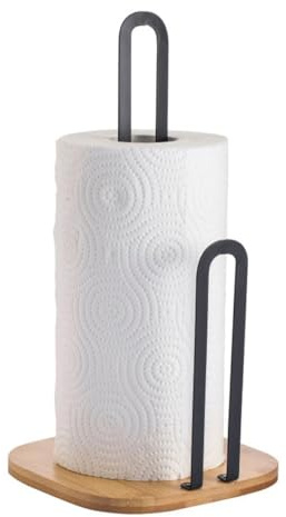 MSV Soporte para Papel de cocina Negro Bambu Elie