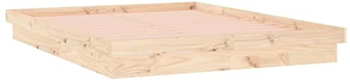 vidaXL Massivholzbett mit LEDs Bettgestell Bett Holzbett Doppelbett Lattenrost Bettrahmen Schlafzimmerbett Schlafzimmermöbel 160x200cm