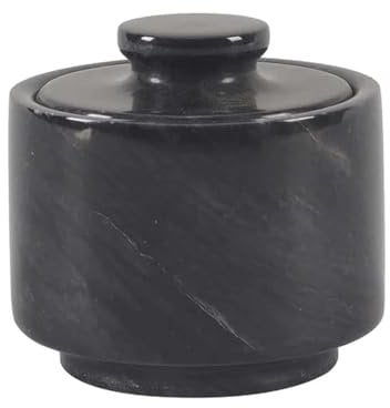 Marblous Krafts - Salero de mármol negro elegante, contenedor de sal y decoración, decoración de cocina de mármol de 3 x 3 pulgadas y cuencos de sal y pimienta, dispensador de sal