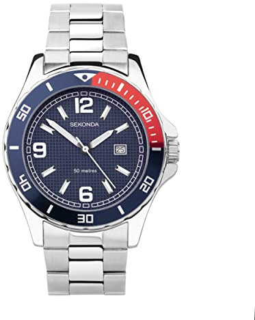 Sekonda 30078 Herren-Armbanduhr, wasserdicht, 50 m, blau, Armband