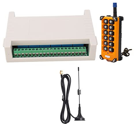 Kit relè per Controller Wireless, Alta sensibilità 12 Pulsanti 433M Codificatore di Controllo Remoto 8 modalità 12 Canali relè per Gru Industriale con Telecomando con Antenna per (CC 12V)