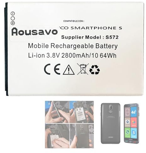 Batteria di ricambio S572 compatibile con BRONDI Amico Smartphone S/Amico Smartphone S+ S572+