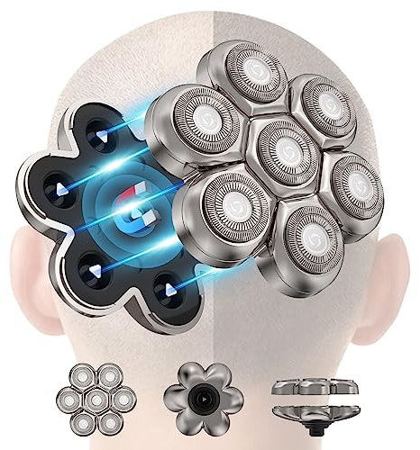 7D Kopf Rasierköpfe Magnetische, Elektrisch Rasierkopf für Glatzen Rasierer Herren Elektrisch Männer, Universeller Elektrische Rasierklingen für Kopf Elektrorasierer