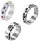 JewelryWe Fidget Angst Spinner Ring Damen - 3pcs Silber Edelstahl Anxiety Ringe Set mit Pfotenabdruck für Haustiere Welpe Kätzchen Zappel-Band Stressabbau Spinning Ringe für Frauen Größe 67