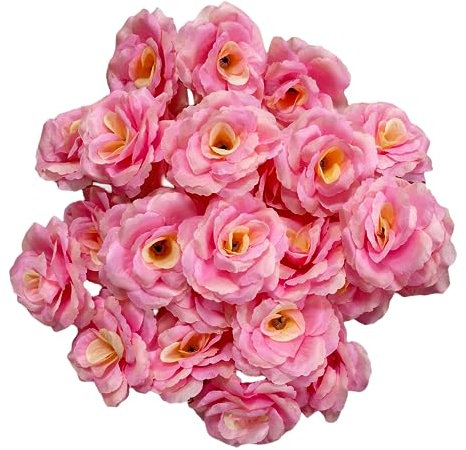 Corkwaw Künstliche Rosenköpfe, Seidenrosenköpfe, 7,6 cm, für Hochzeit, Party, Zuhause, Garten, Dekoration, Basteln, Geschenkbox, Dekoration, Rosa, 25 Stück