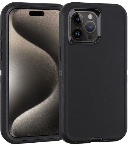 smartelf for iPhone 15 Pro Case, 3 in 1 Heavy Duty Drop Protection Full Body Rugged Shockproof, Military Protective Tough Durable Cover Phone Case for Apple iPhone15 Pro (Black)