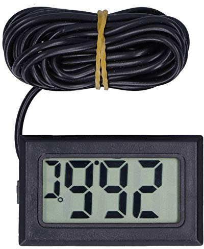 Termómetro Digital LCD NPT, Mini Monitor Electrónico de Temperatura Con Pantalla Lcd Y Cable, de -50 A 110 ℃, Con Sonda Externa, para Frigoríficos, Congeladores, Refrigeradores Y Acuarios (Negro)